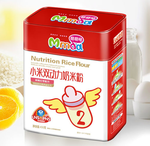 萌萌噠450克方鐵聽核桃紅棗小米奶米粉