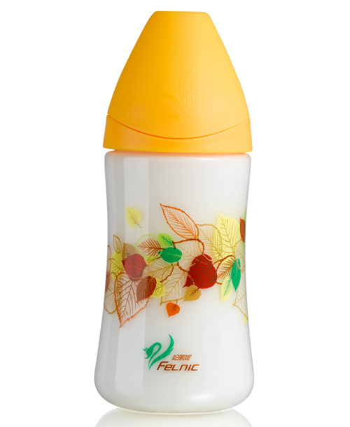 妃麗妮寬口徑時(shí)尚PP奶瓶黃色