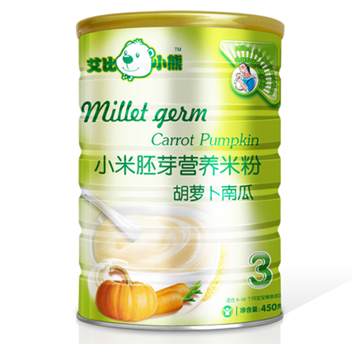 艾比小熊胡蘿卜南瓜小米胚芽米粉3段聽(tīng)裝