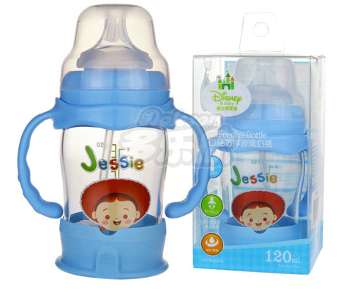 迪士尼寶寶寬口徑防摔玻璃奶瓶120ml