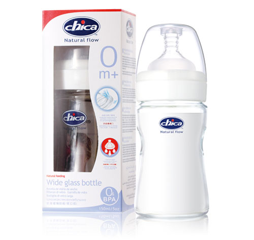 積高寬口徑晶白玻璃奶瓶150ml