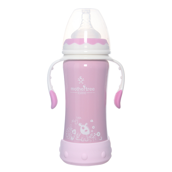 媽咪樹寬口帶底座不銹鋼奶瓶180ml