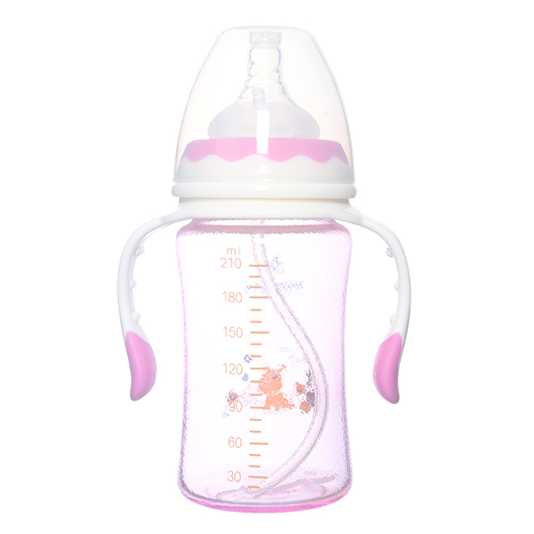 媽咪樹(shù)噴硅膠寬口高硼硅玻璃奶瓶210ml
