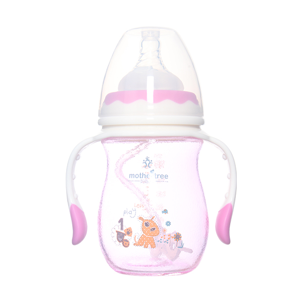 媽咪樹噴硅膠寬口高硼硅玻璃奶瓶180ml