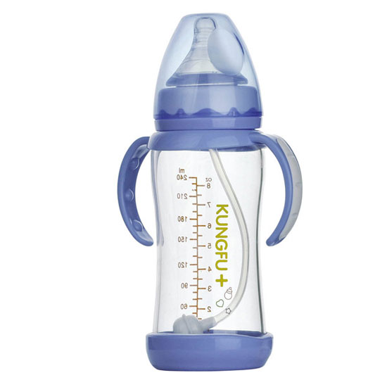 功夫寶貝晶鉆玻璃寬口防摔自動大奶瓶