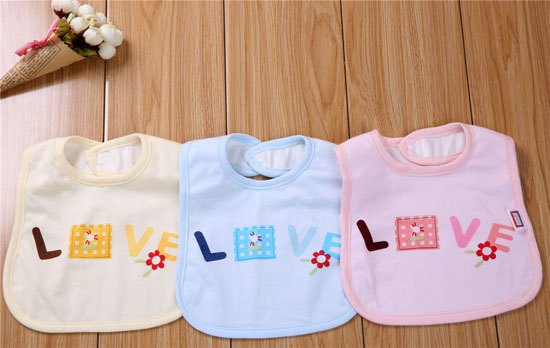 金色小魚單面素色純棉LOVE口水圍