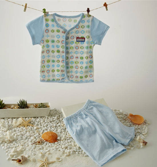 金色小魚純棉素色單面數(shù)字短袖桃開套