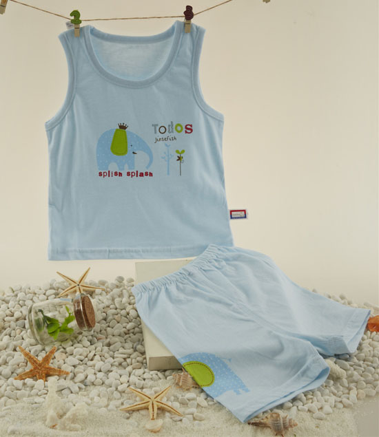 金色小魚純棉素色單面大象束口背心套