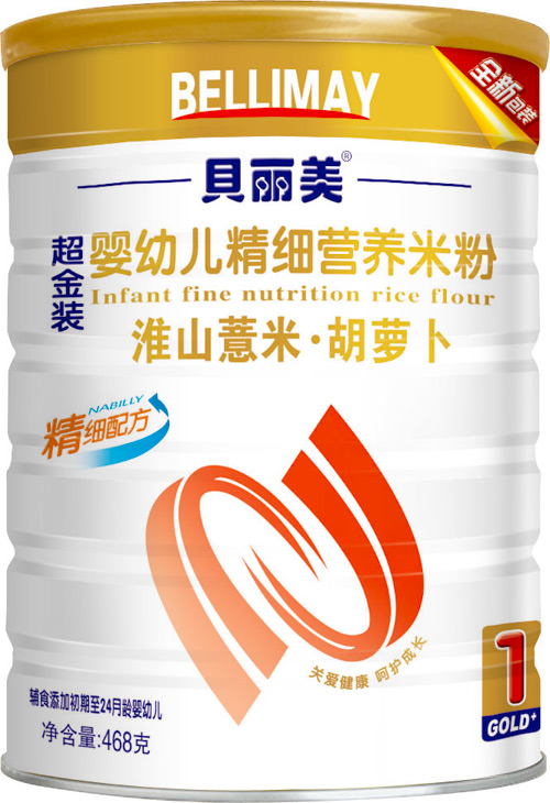 貝麗美淮山薏米胡蘿卜精細(xì)營(yíng)養(yǎng)米粉408克聽裝