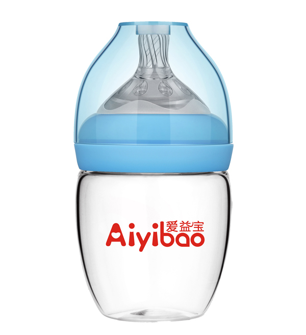 愛益寶寬口新款蛋形玻璃奶瓶180ml 藍(lán)色