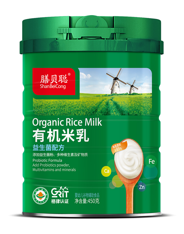 膳貝聰有機米乳(益生菌配方)450聽