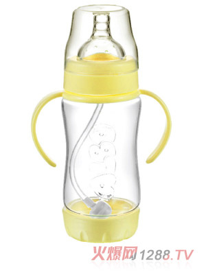 愛樂寶PP防吐自動奶瓶240ml黃色