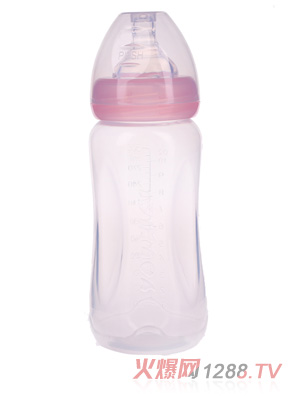 優(yōu)嘻噯無柄寬口PP奶瓶300ML粉色