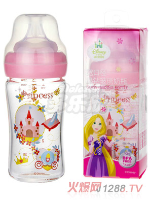 迪士尼寶寶寬口徑晶鉆玻璃奶瓶（中號(hào)）180ml