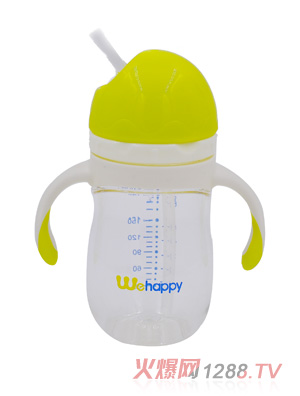 喂嗨皮210ml旋轉蘑菇頭PA學飲杯綠色帶管