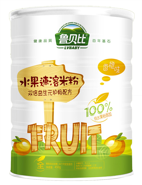 魯貝比雙倍益生元護暢配方配方水果速溶米粉聽裝